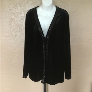 Quacker Factory Black Velvet Tank Jacket Set XL